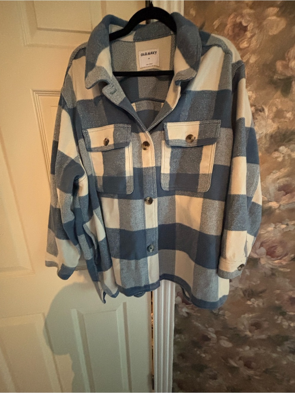 Old Navy Blue and White Plaid Overshirt
